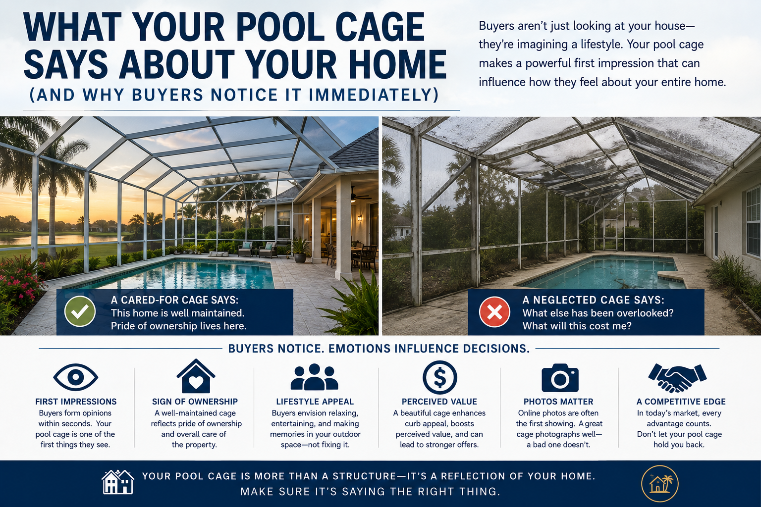 What Your Pool Cage Says About Your Home (And Why Buyers Notice It Immediately) — Screening DunRite