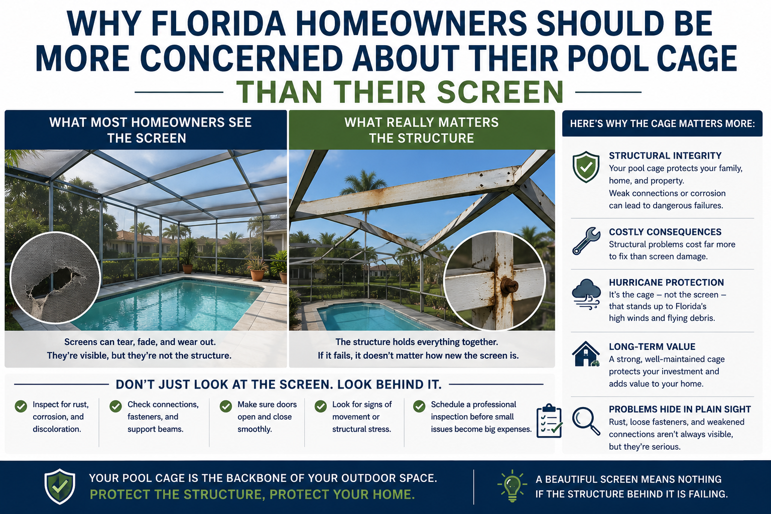 Why Florida Homeowners Should Be More Concerned About Their Pool Cage Than Their Screen — Screening DunRite