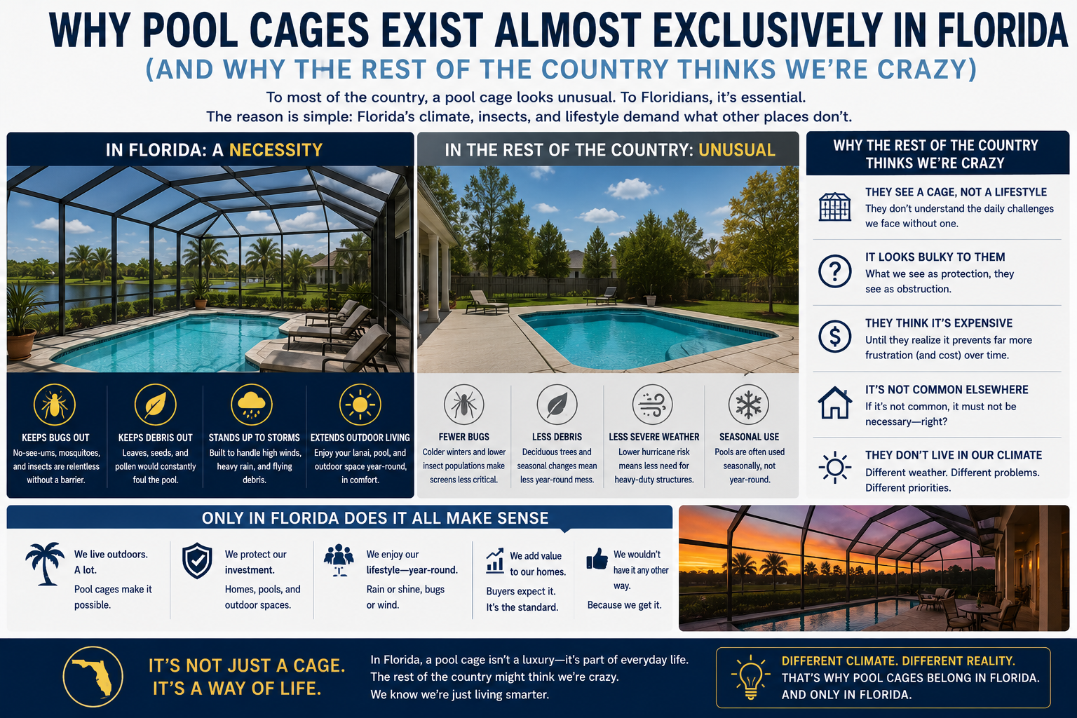 Why Pool Cages Exist Almost Exclusively in Florida (And Why the Rest of the Country Thinks We're Crazy) — Screening DunRite