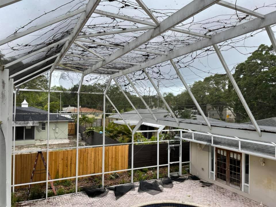 Full pool cage rescreen before