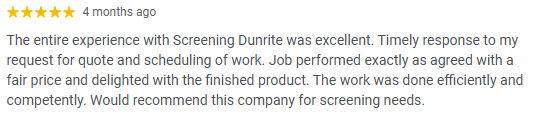 Screening DunRite 5-star Google review 3
