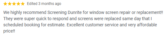 Screening DunRite 5-star Google review 6