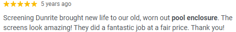 Screening DunRite 5-star Google review 15
